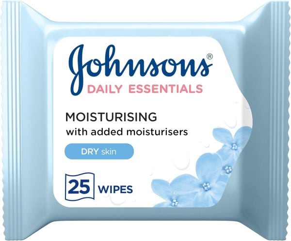Johnson's Daily Essentials Moisturising Face Wipes For Dry Skin 25pcs