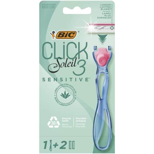 Bic Click Soleil 3 Sensitive Green Colored Razor 4PCS​
