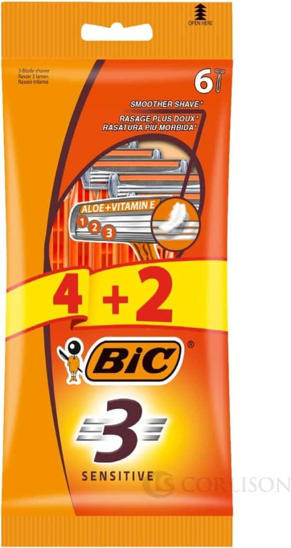 Bic Softer Shave 3 Sensitive Razor With Aloe And Vitamin E 4+2PCS​