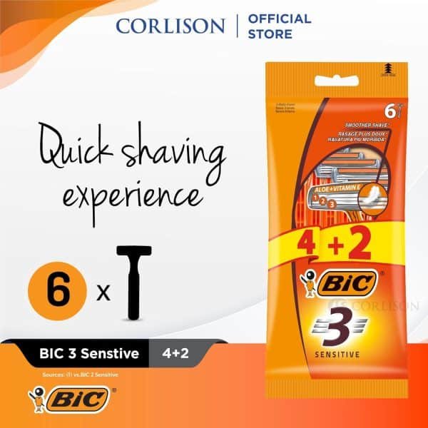 Bic Softer Shave 3 Sensitive Razor With Aloe And Vitamin E 4+2PCS​ - Image 4