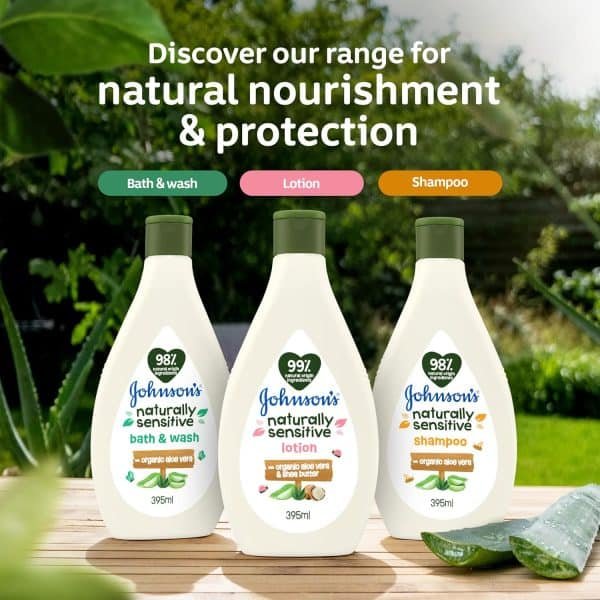 Johnson's Naturally Sensitive Lotion With Organic Aloe Vera And Shea Butter 395ml - Image 4
