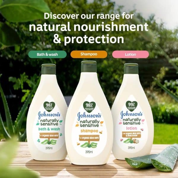 Johnson's Naturally Sensitive Shampoo With Organic Aloe Vera 395ml - Image 4
