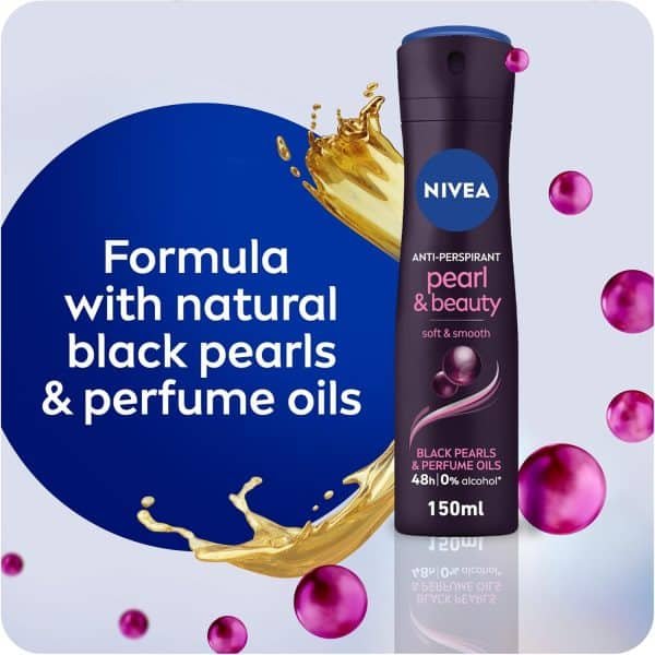 Nivea Pearl & Beauty Deodorant Spray (Black) 150ml - Image 6