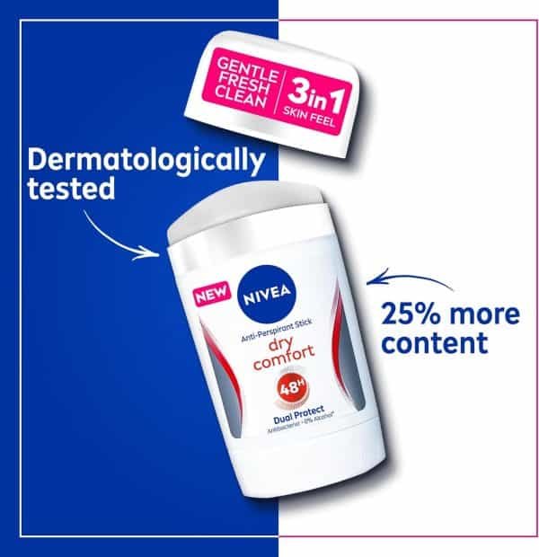 Nivea Dry Comfort 3in1 Deodorant Stick 50ml - Image 6