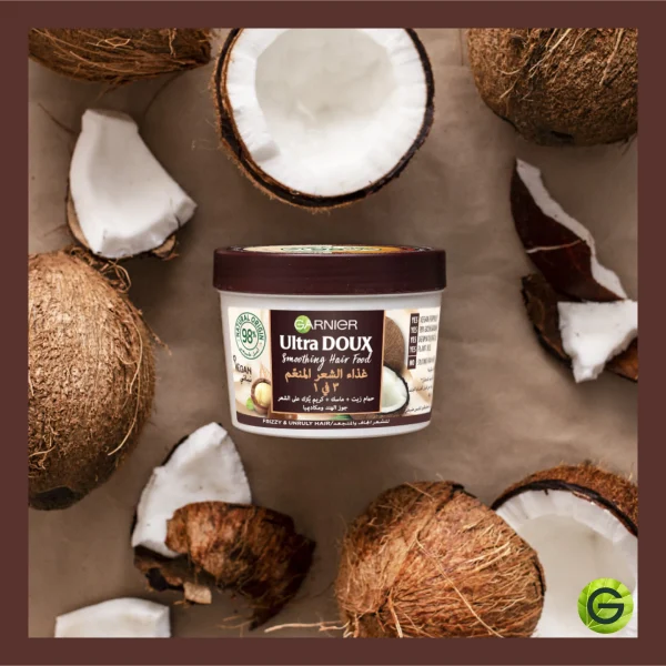 Garnier Ultra Doux Smoothing Hair Food 3-in-1 Coconut & Macadamia 390ml - Image 4
