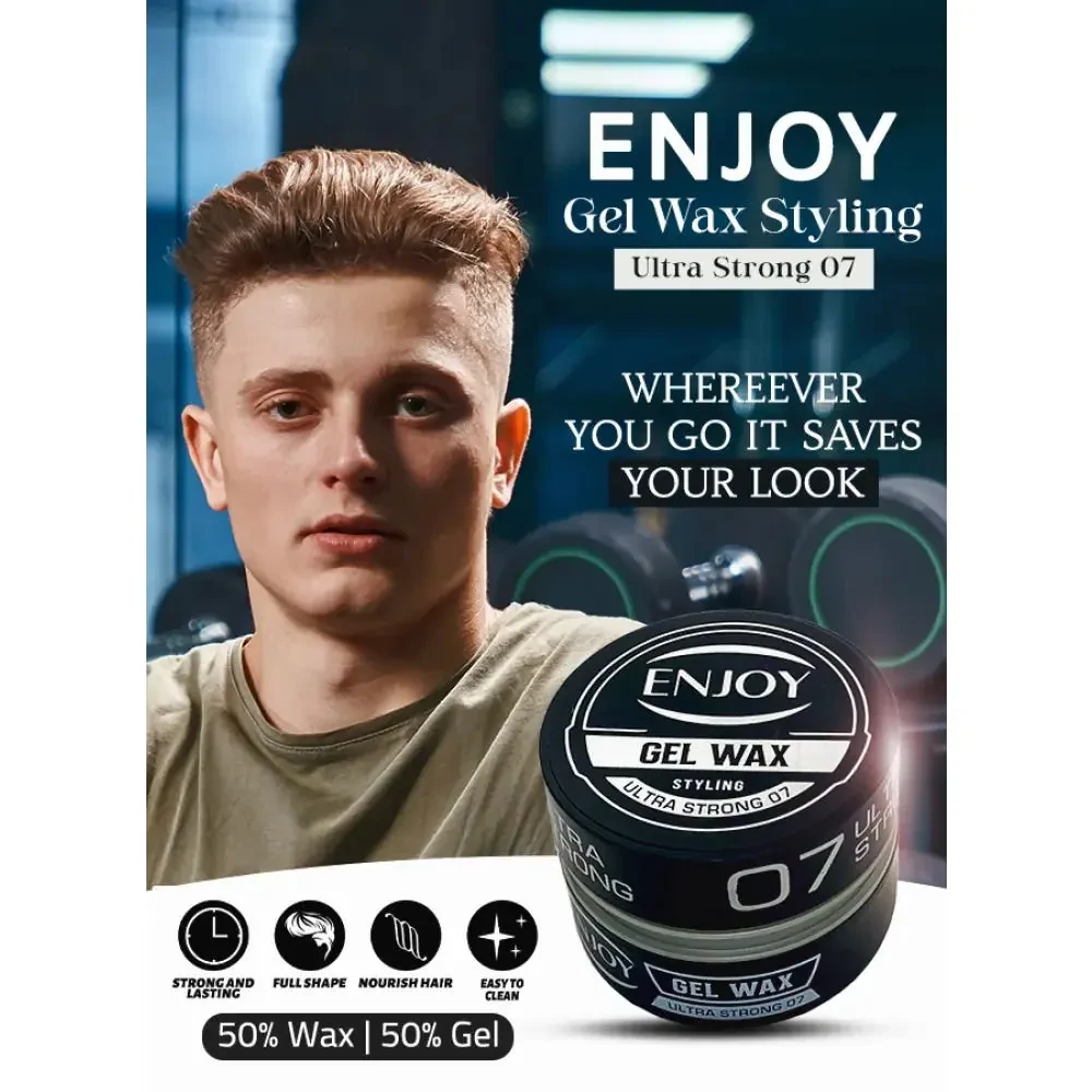 Enjoy Ultra Strong Hair Wax 07 Black keeps hair fixed with long lasting control and shine