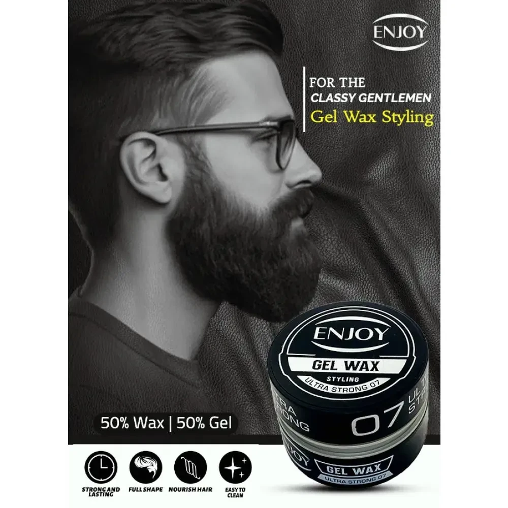 Enjoy Hair Wax Black 07 ideal for sharp defined styles with powerful hold