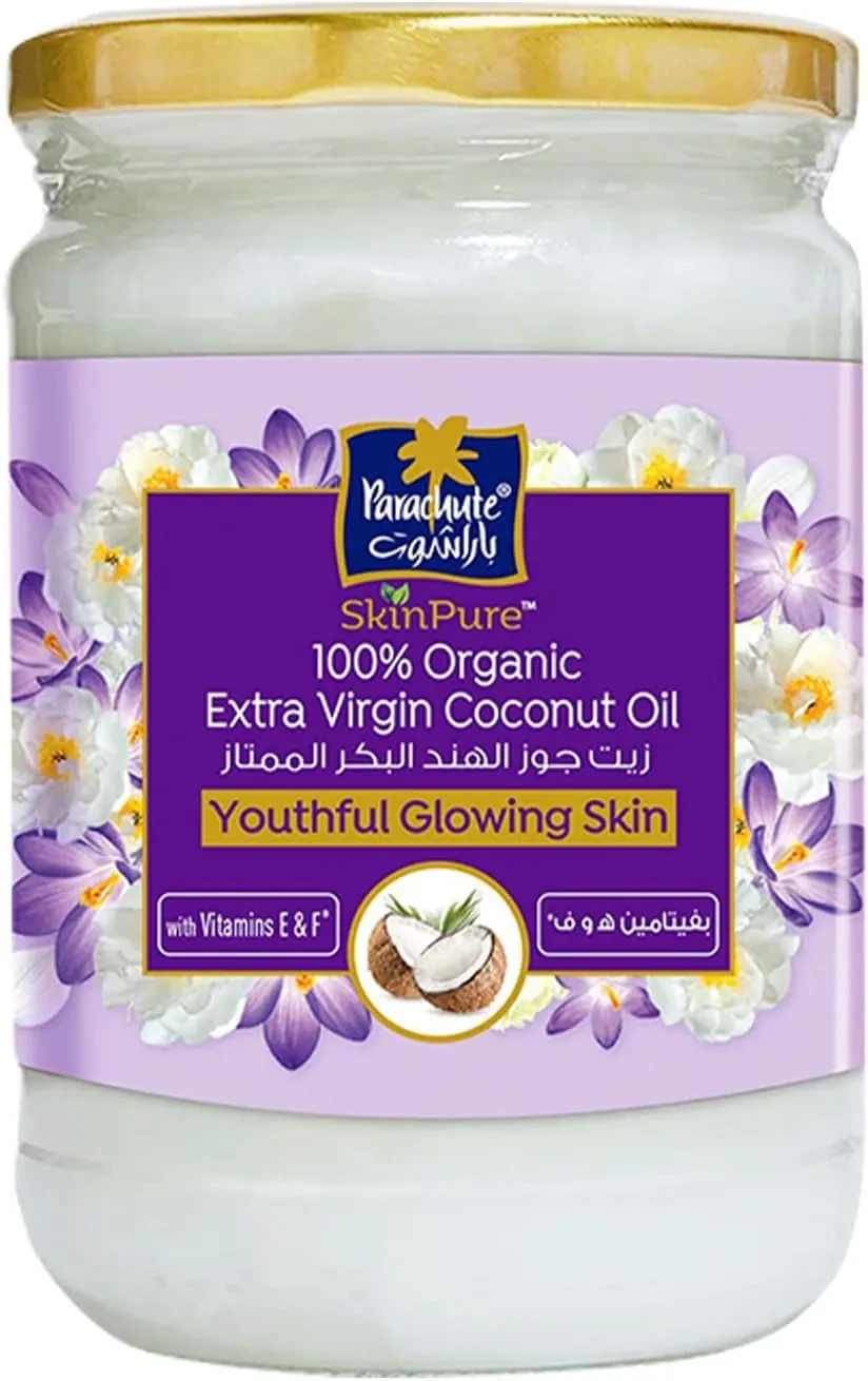 زيت جوز الهند البكر باراشوت لترطيب البشرة الجافة والحساسة