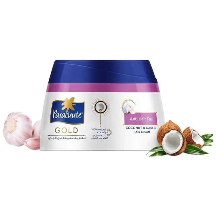 كريم باراشوت جولد للشعر مع جوز الهند والثوم لتقليل التساقط