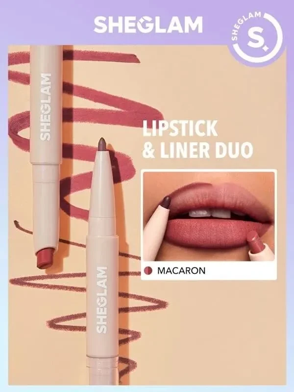 روج مع محدد شفاه جلام شيجلام 101 ماكرون لون ناعم وانيق