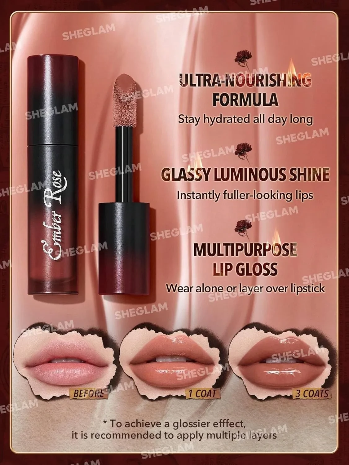 امبر روز شيجلام ملمع شفاه بدرجة امور طبيعية