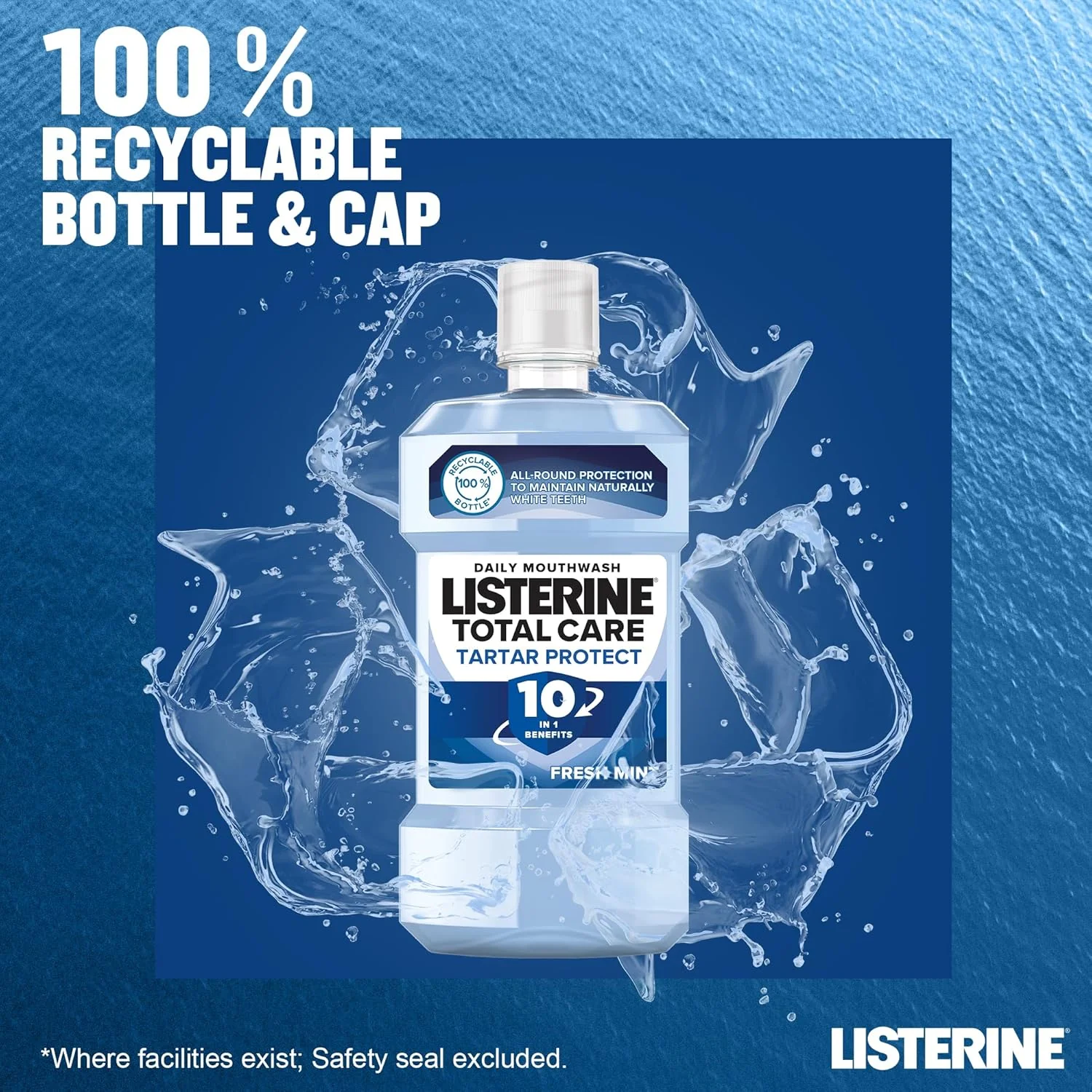 ليسترين توتال كير الأزرق حماية شاملة للأسنان والنَفَس المنعش